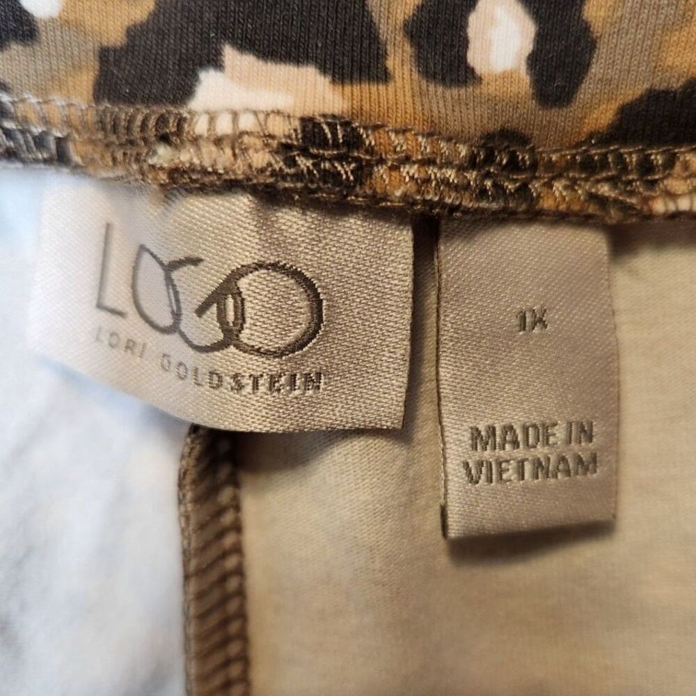 LOGO by Lori Goldstein Leopard Print Pants Cuffed & Cropped Women's Size 1X - Picture 6 of 7